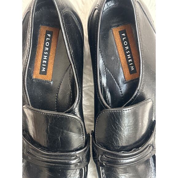 Blk Florsheim Como Loafers Oxford Dress Shoes Leather Slip ons, Mens Sz 9E main image 5